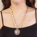 1258 - Crystal Pendant Necklace - White