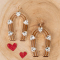 1372 - Crystal Heart Earrings - Gold