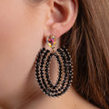 1375 - Beaded Drop Earrings - Black