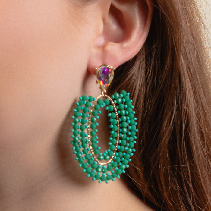 1375 - Beaded Drop Earrings - Turquoise