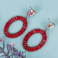 1390 - Crystal Drop Earrings - Red