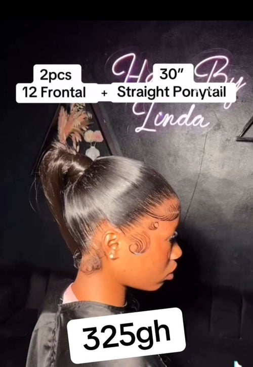 (2 pcs) 12" Frontal + 30" Ponytail