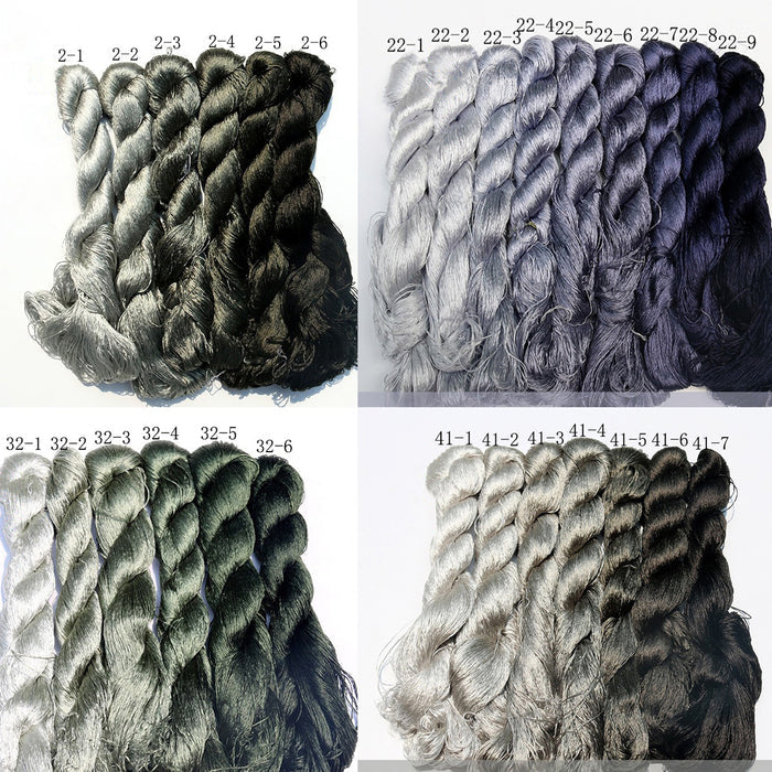 20m Suzhou Embroidery Mulberry Silk Thread(Grey and Black01  28*20m)