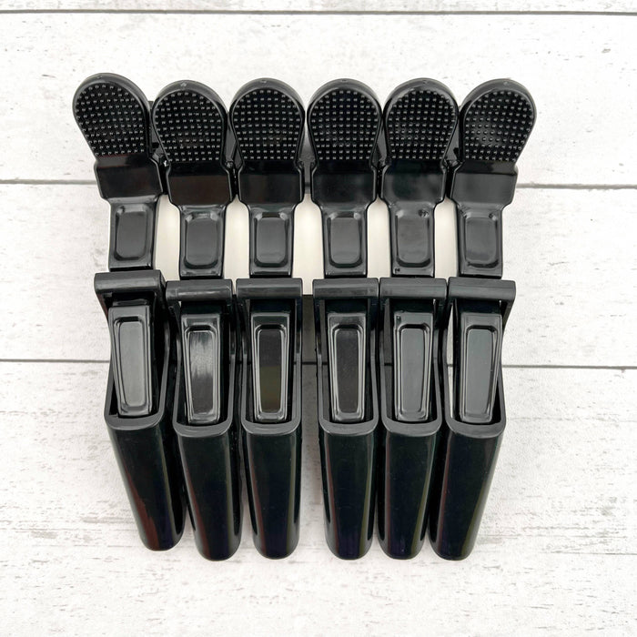 6pcs Solid Color Hair Sectioning Clips, Professional Styling: Black