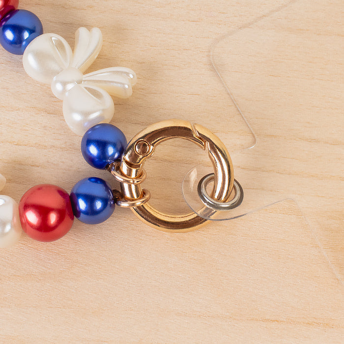 70974 - USA Beaded Bow Phone Wristlet - Red White & Blue