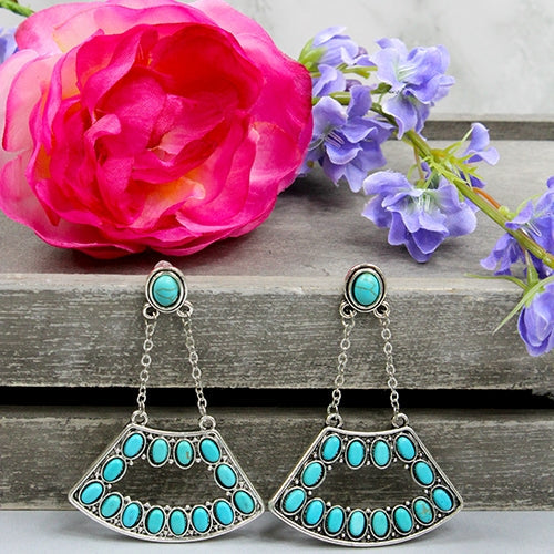 734011 - Western Turquoise Earrings - Turquoise Silver