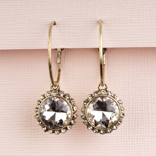 73915 - Glass Crystal Hoop Earrings - White