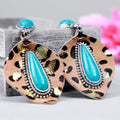 73982 - Leopard and Turquoise Earrings - Turquoise