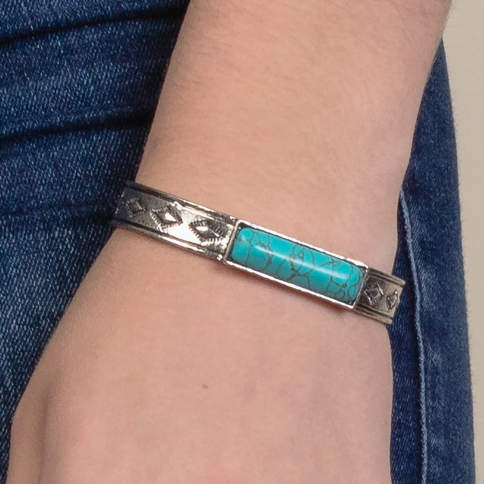 74807 - Squash Blossom Cuff Bracelet - Turquoise & Silver