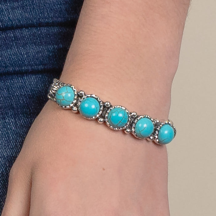 74808 - Squash Blossom Cuff Bracelet - Turquoise & Silver