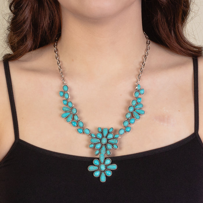 92176 - Squash Blossom Necklace - Turquoise & Silver