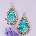 93352 - Crystal Teardrop Earrings - Turquoise