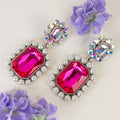 93407 - Crystal Earrings - Fuchsia