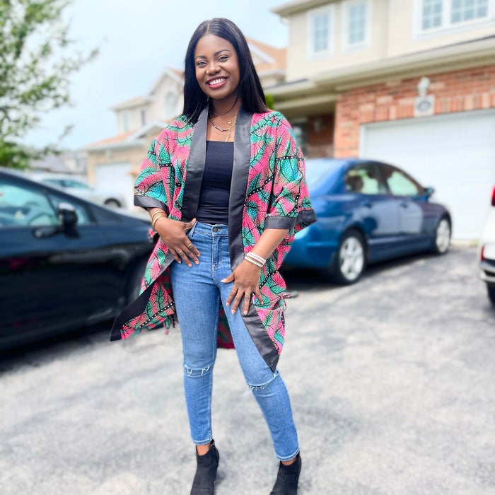 African Print Ankara Kimono One Size Dress - Kiekie Kimono (002)