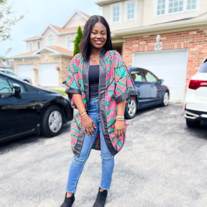 African Print Ankara Kimono One Size Dress - Kiekie Kimono (002)
