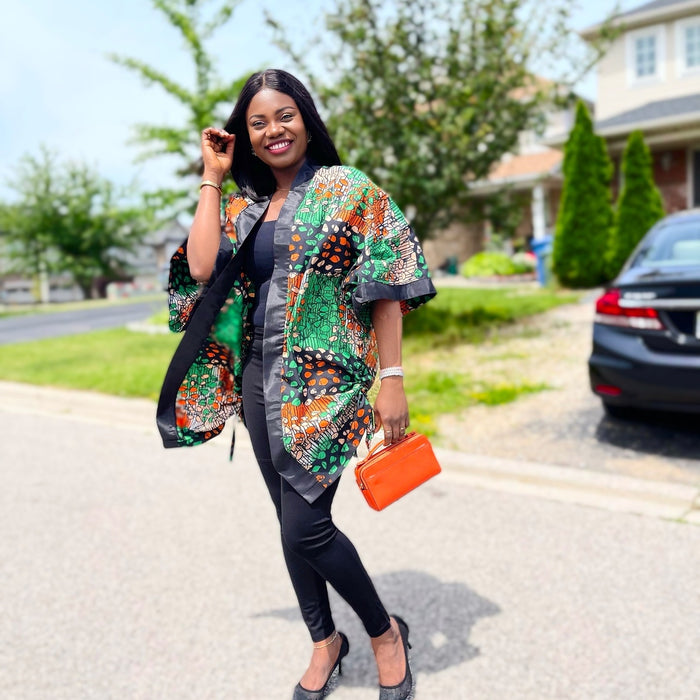 African Print Ankara Kimono One Size Dress - Kiekie Kimono (003)