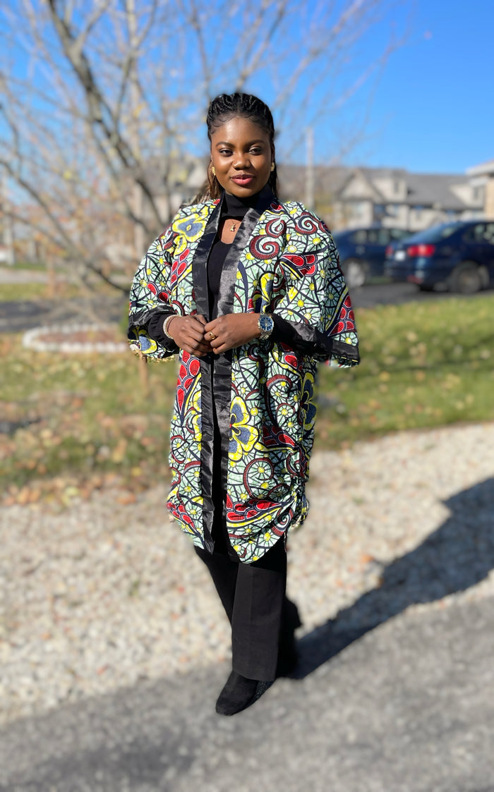 African Print Ankara Kimono One Size Dress - Kiekie Kimono (009)