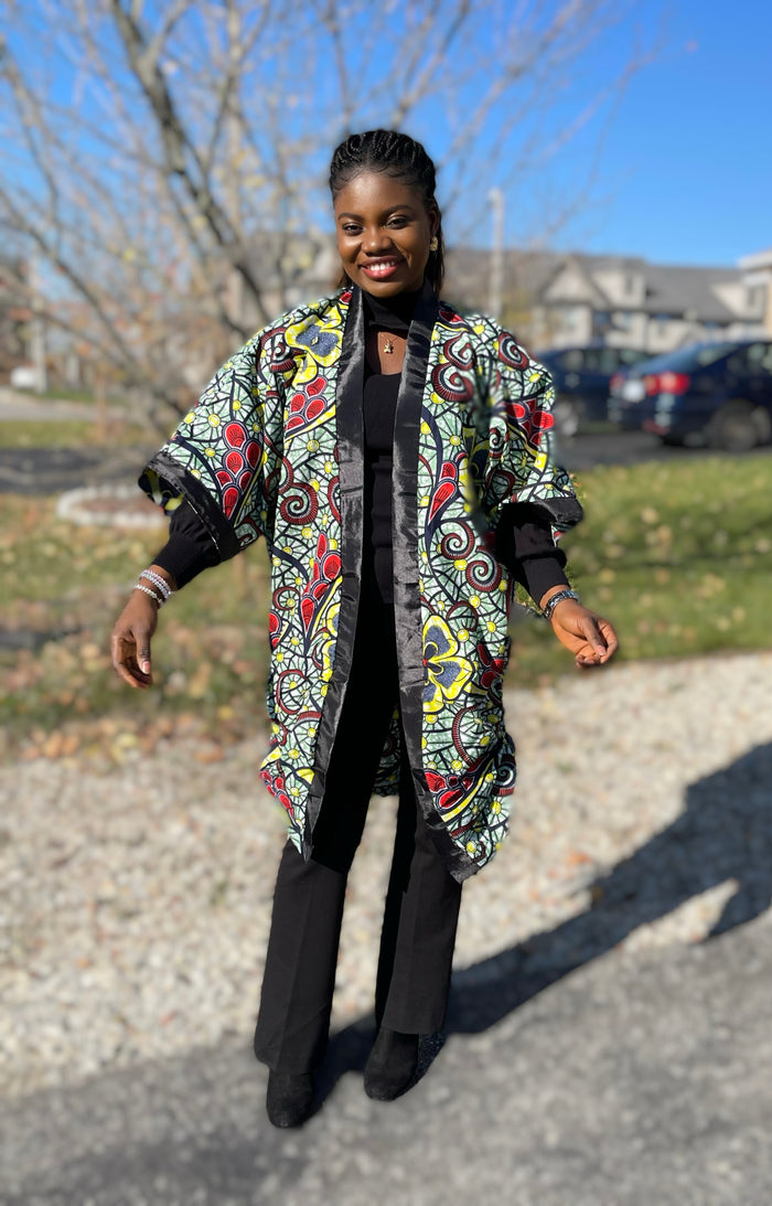 African Print Ankara Kimono One Size Dress - Kiekie Kimono (009)