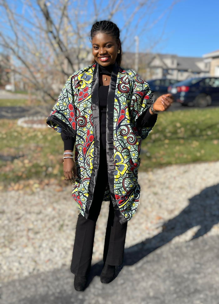 African Print Ankara Kimono One Size Dress - Kiekie Kimono (009)