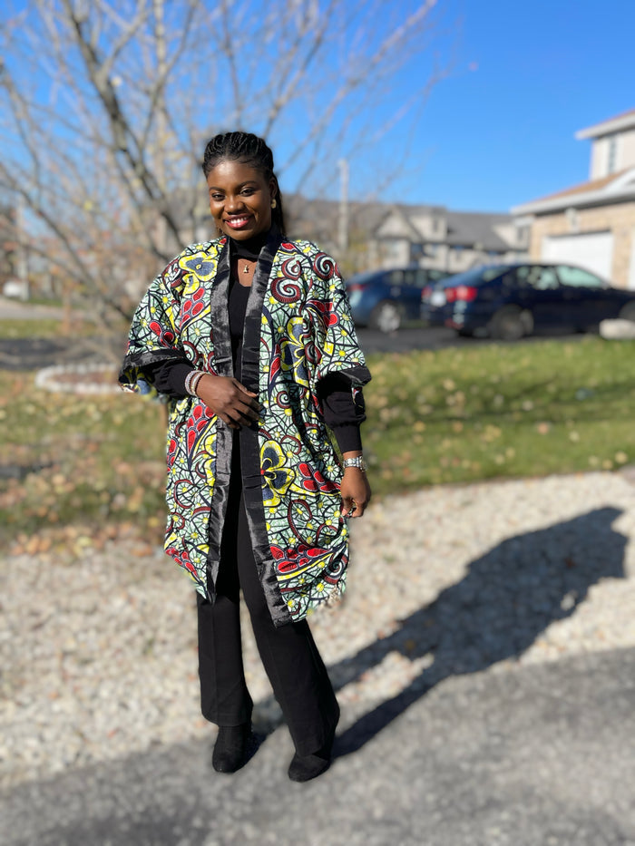 African Print Ankara Kimono One Size Dress - Kiekie Kimono (009)