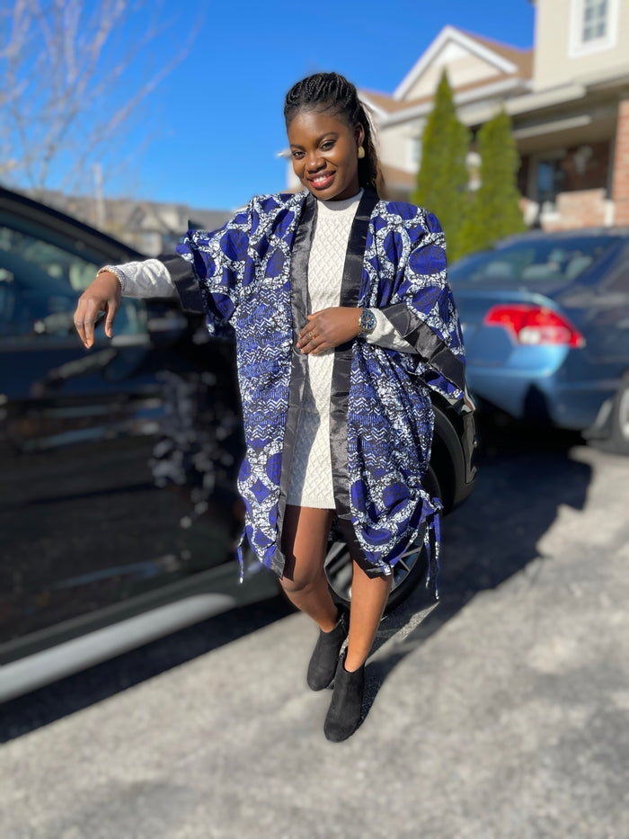African Print Ankara Kimono One Size Dress - Kiekie Kimono (013)