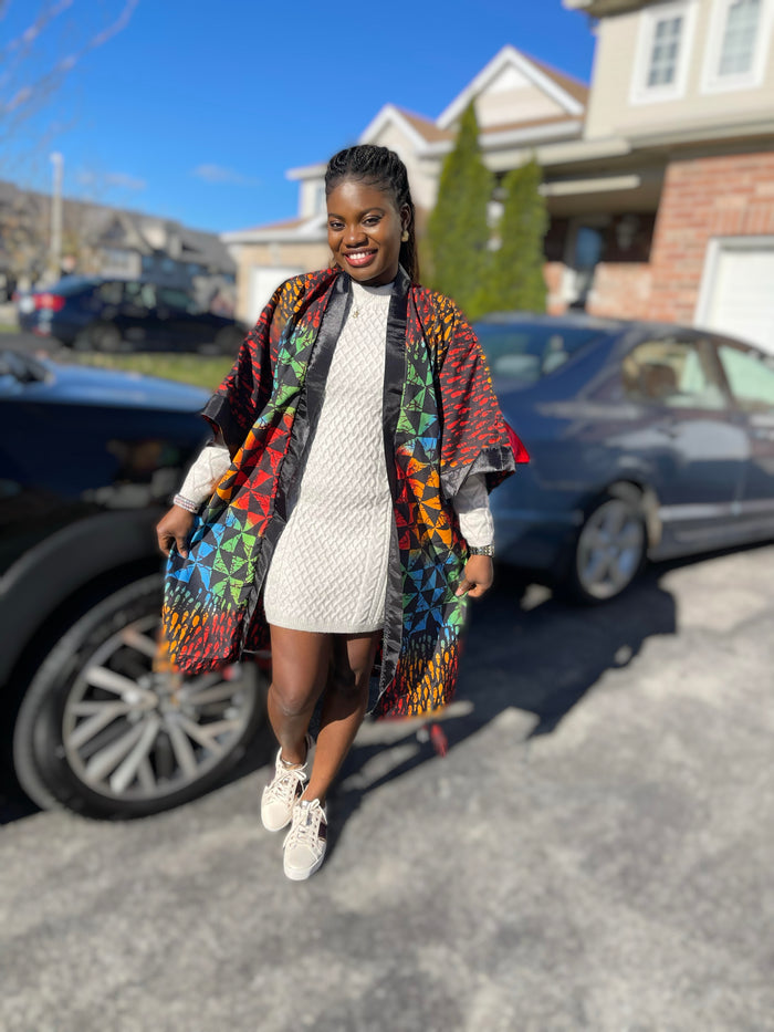 African Print Ankara Kimono One Size Dress - Kiekie Kimono (015)