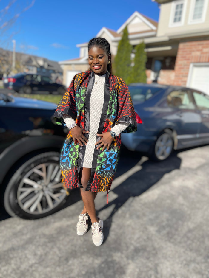 African Print Ankara Kimono One Size Dress - Kiekie Kimono (015)