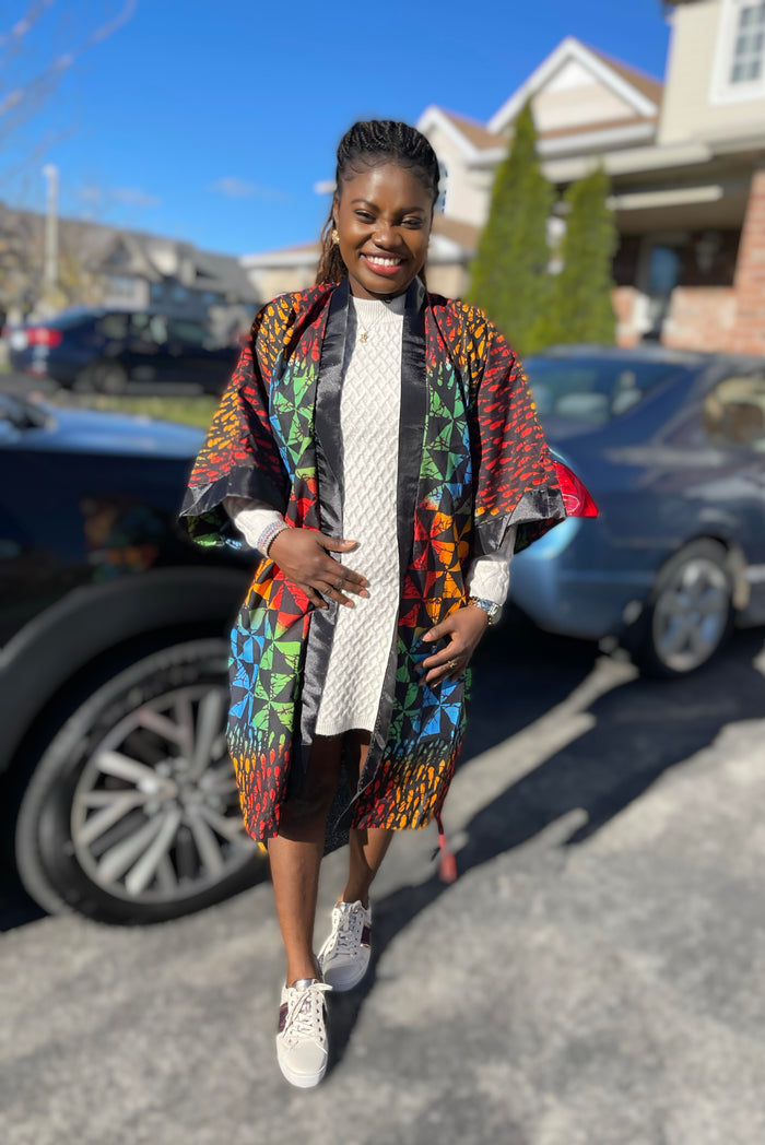 African Print Ankara Kimono One Size Dress - Kiekie Kimono (015)