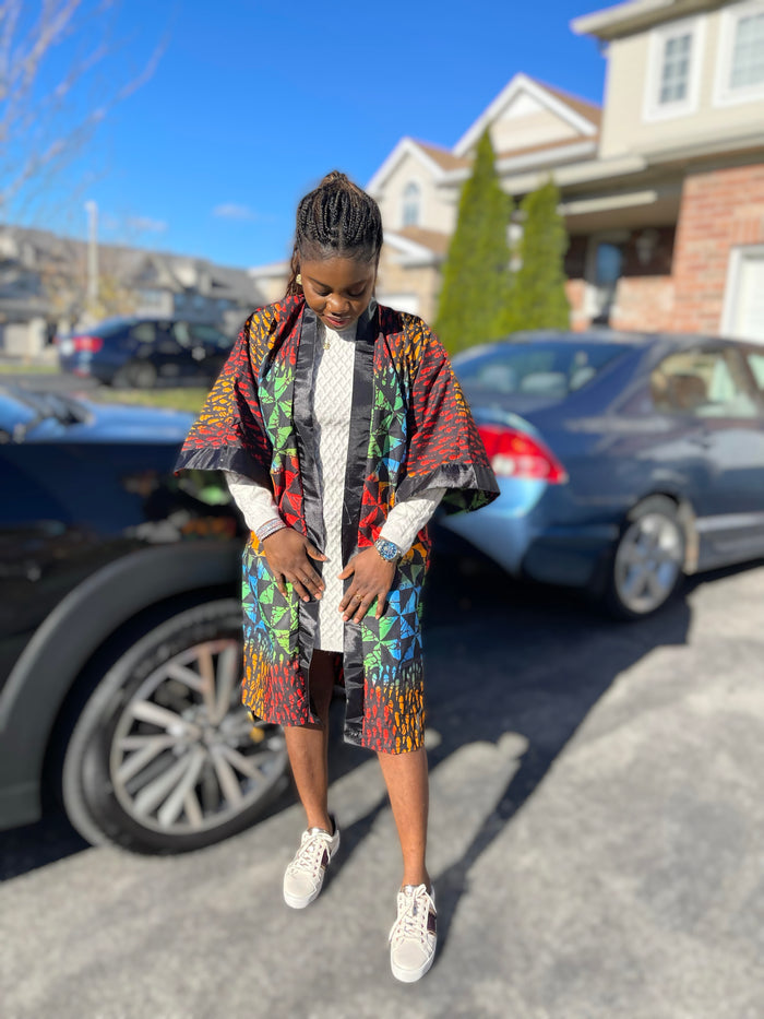 African Print Ankara Kimono One Size Dress - Kiekie Kimono (015)