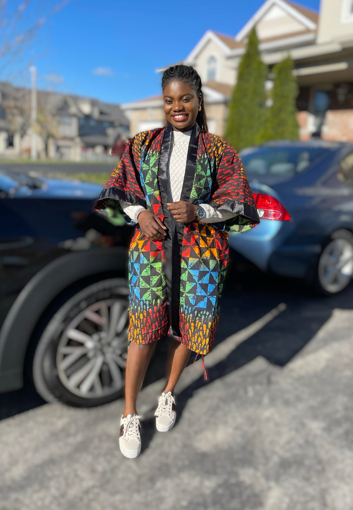 African Print Ankara Kimono One Size Dress - Kiekie Kimono (015)