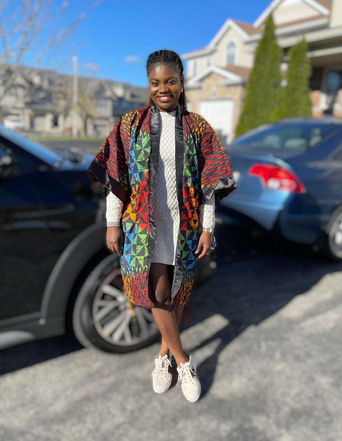 African Print Ankara Kimono One Size Dress - Kiekie Kimono (015)