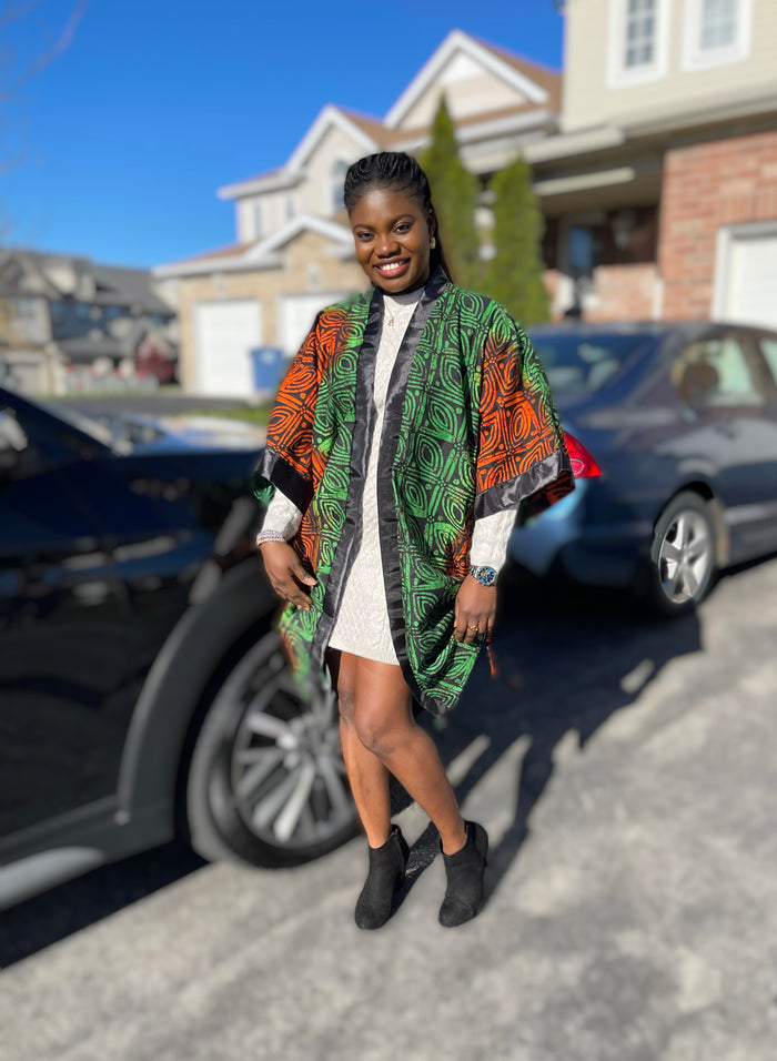 African Print Ankara Kimono One Size Dress - Kiekie Kimono (016)