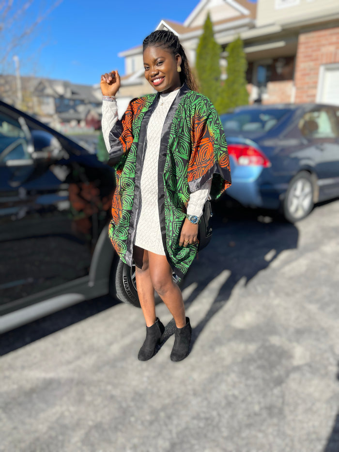 African Print Ankara Kimono One Size Dress - Kiekie Kimono (016)