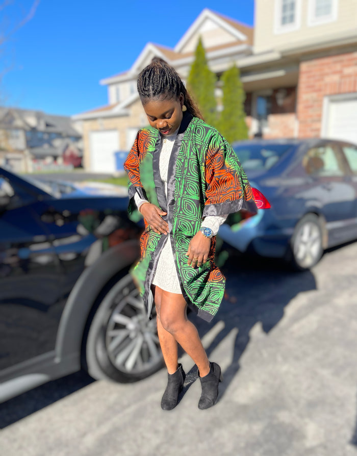 African Print Ankara Kimono One Size Dress - Kiekie Kimono (016)