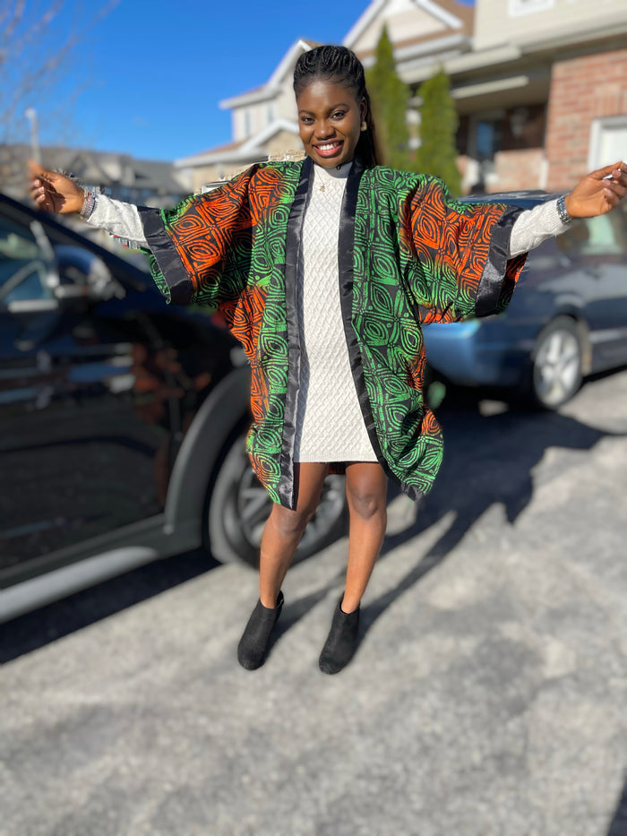 African Print Ankara Kimono One Size Dress - Kiekie Kimono (016)