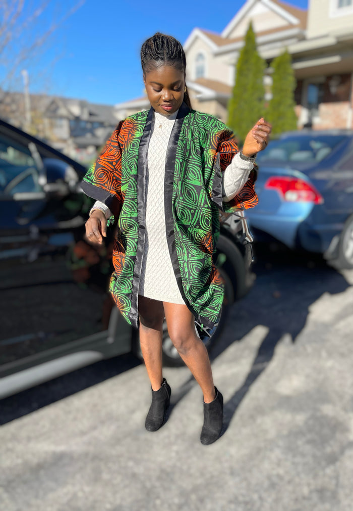 African Print Ankara Kimono One Size Dress - Kiekie Kimono (016)