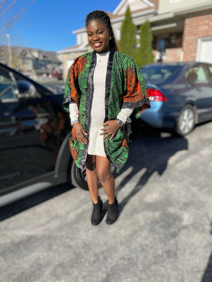 African Print Ankara Kimono One Size Dress - Kiekie Kimono (016)