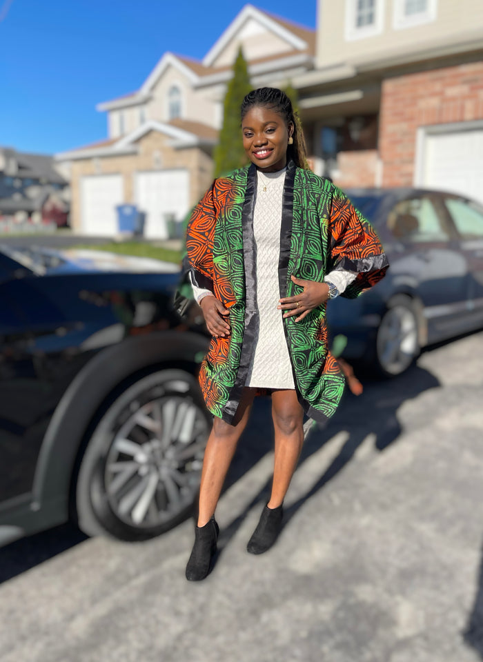 African Print Ankara Kimono One Size Dress - Kiekie Kimono (016)