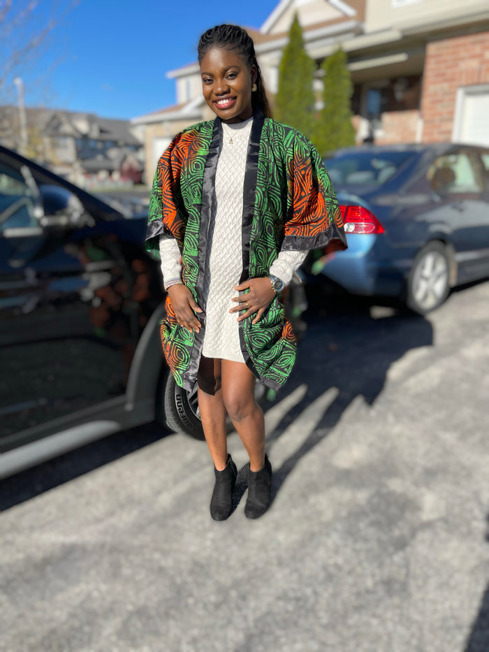 African Print Ankara Kimono One Size Dress - Kiekie Kimono (016)