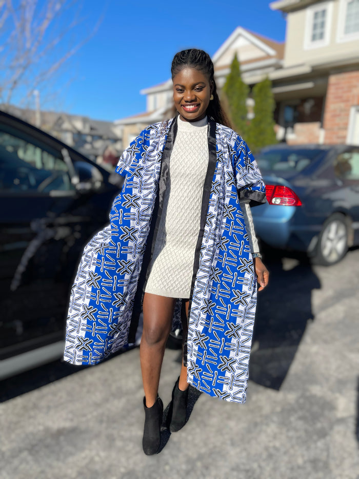 African Print Ankara Kimono One Size Dress - Kiekie Kimono 2.0 (006) 100% Cotton