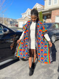 African Print Ankara Kimono One Size Dress - Kiekie Kimono 2.0 (007) 100% Cotton