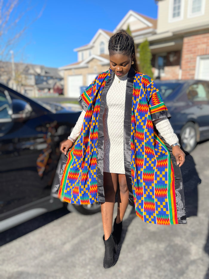 African Print Ankara Kimono One Size Dress - Kiekie Kimono 2.0 (007) 100% Cotton