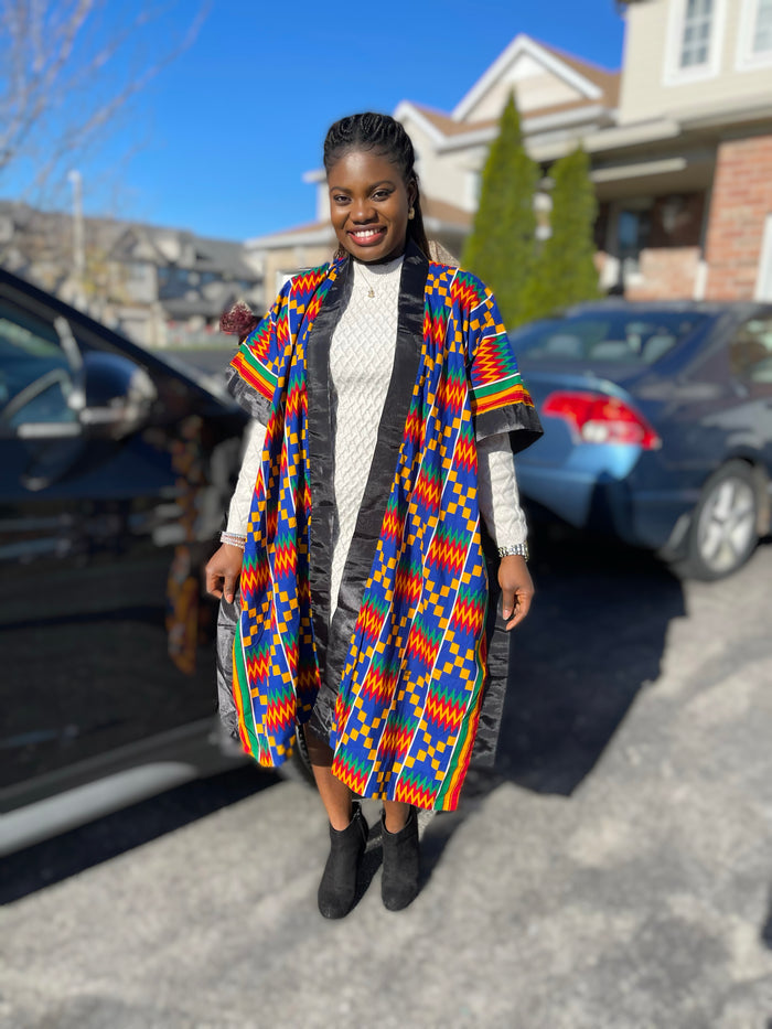 African Print Ankara Kimono One Size Dress - Kiekie Kimono 2.0 (007) 100% Cotton