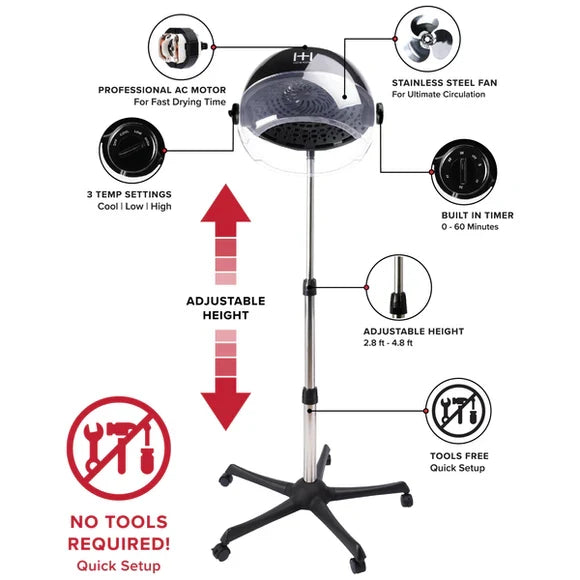 ANNIE Hot & Hotter Ceramic Turbo 4000 Stand Hood Dryer (black)