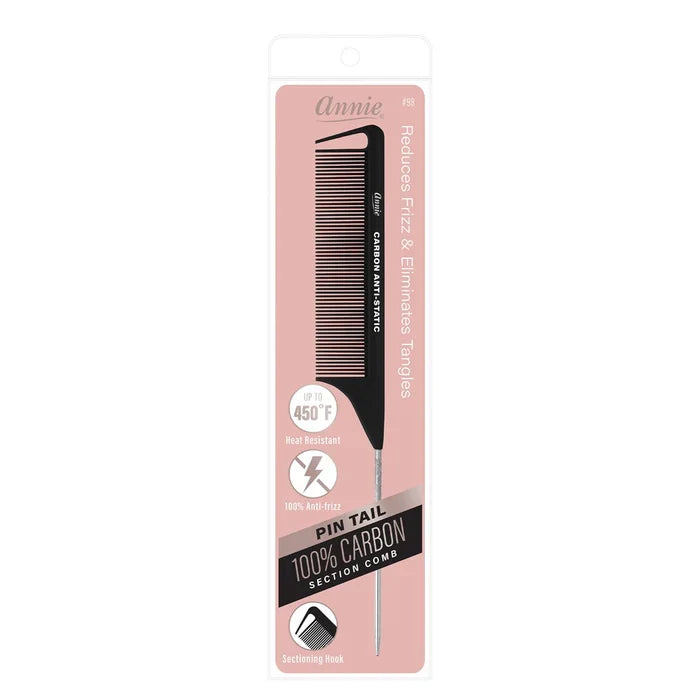 ANNIE Pin Tail Comb #98 100% Carbon 2 oz