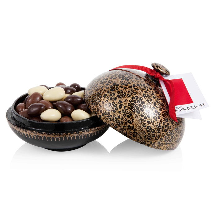 Assorted Chocolate Coated Almonds in a Large Handmade Bonbonnière, Palm Oil Free, 260g