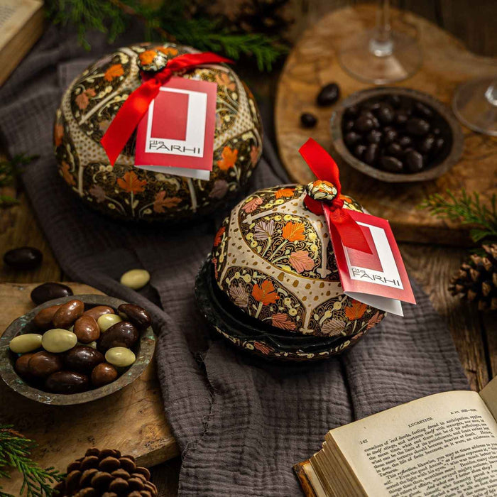Assorted Chocolate Coated Almonds in a Large Handmade Bonbonnière, Palm Oil Free, 260g