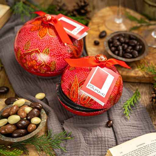 Assorted Chocolate Coated Almonds in a Large Handmade Bonbonnière, Palm Oil Free, 260g