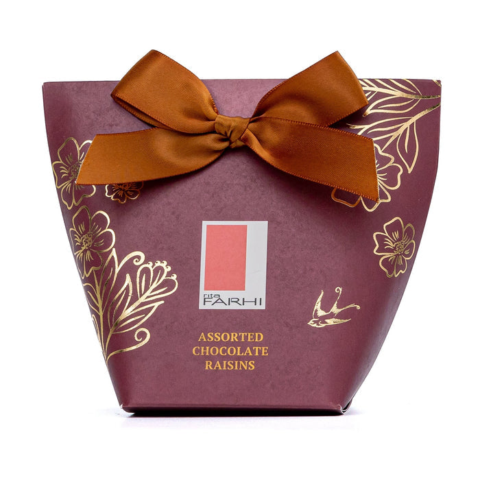 Assorted Chocolate Raisins in Bow Box, Palm Oil Free, 130g