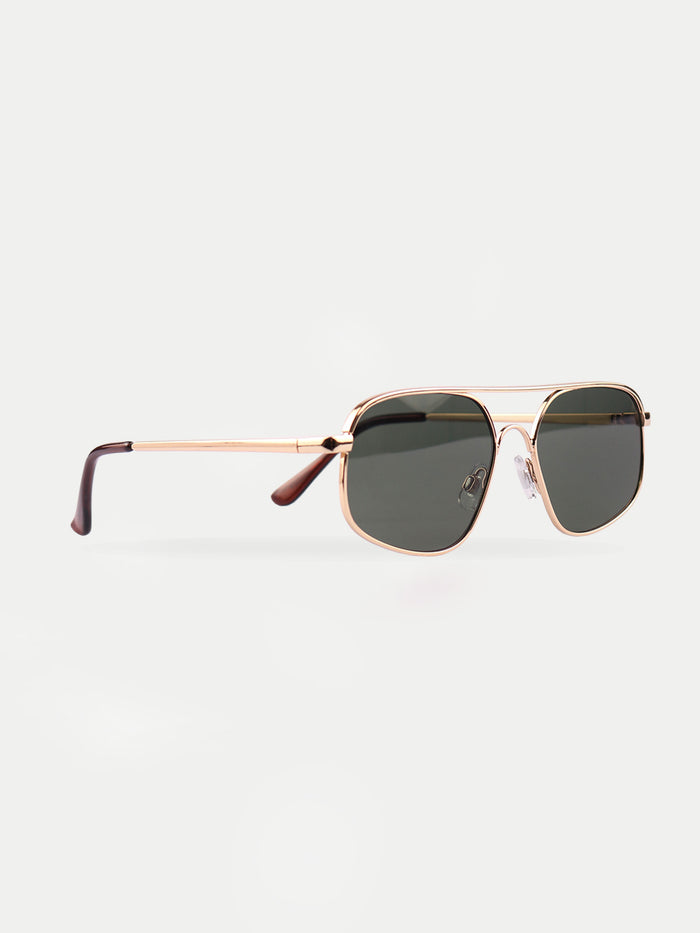 Aviator Retro Square Sunglasses | Gold-Image 2